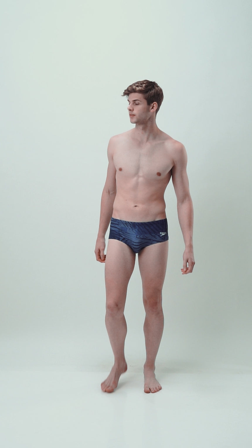 Men's Endurance10 All Over Print Brief - Peacoat, Cerulean Blue & White