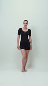 Women's Endurance+ Sleeved Myrtle U-Back Legsuit - Black & Neon Violet