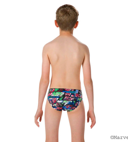 Boy's Marvel Avengers Allover Brief - Black  &  Neon Blue_4