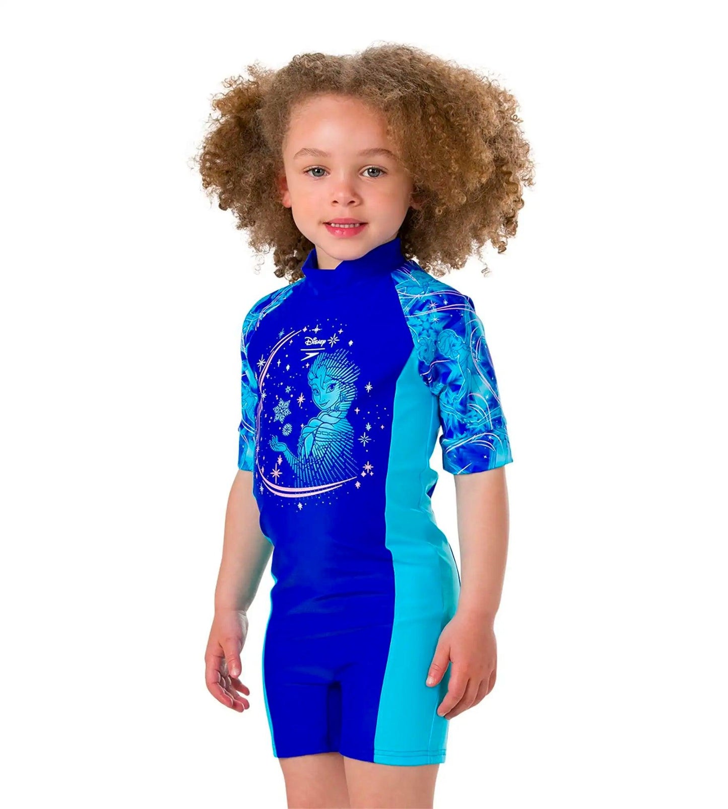 Disney Frozen All In One Suit Swimwear For Tot's - Blue & Turquoise_2