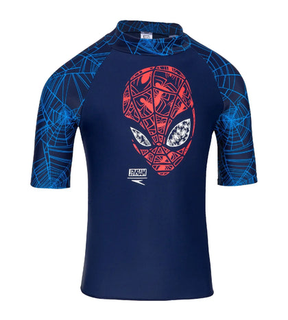 Marvel Spiderman Sun Top Swimwear For Tot's - Navy  &  Lava Red_1