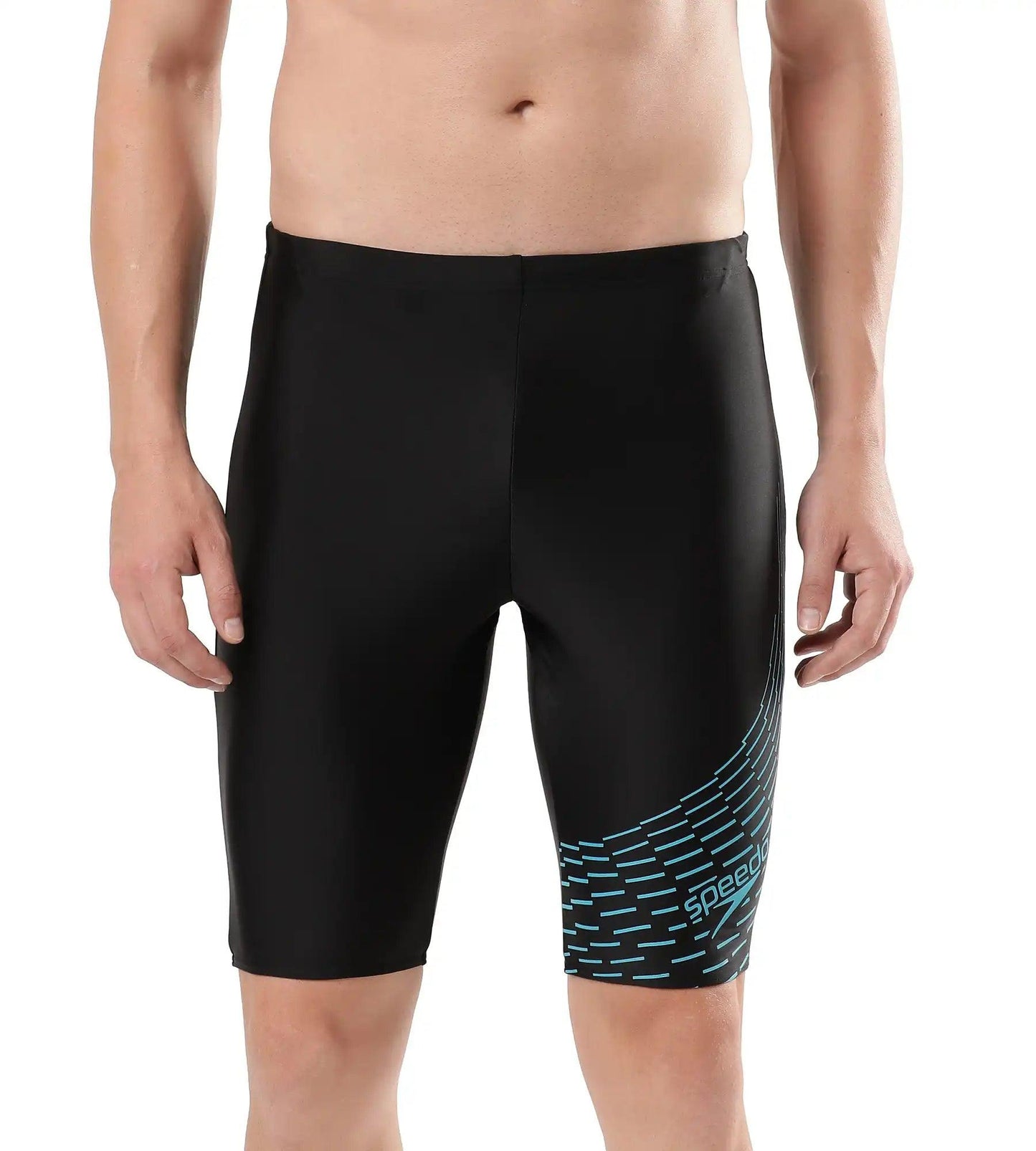 Men's Endurance Medley Logo Jammer - Black & Aquarium_1