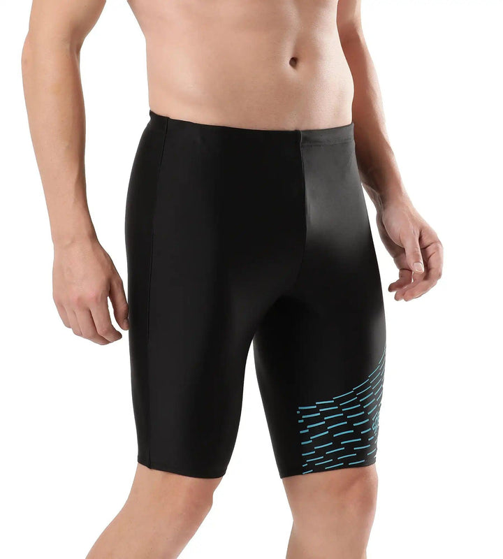 Men's Endurance Medley Logo Jammer - Black & Aquarium_3