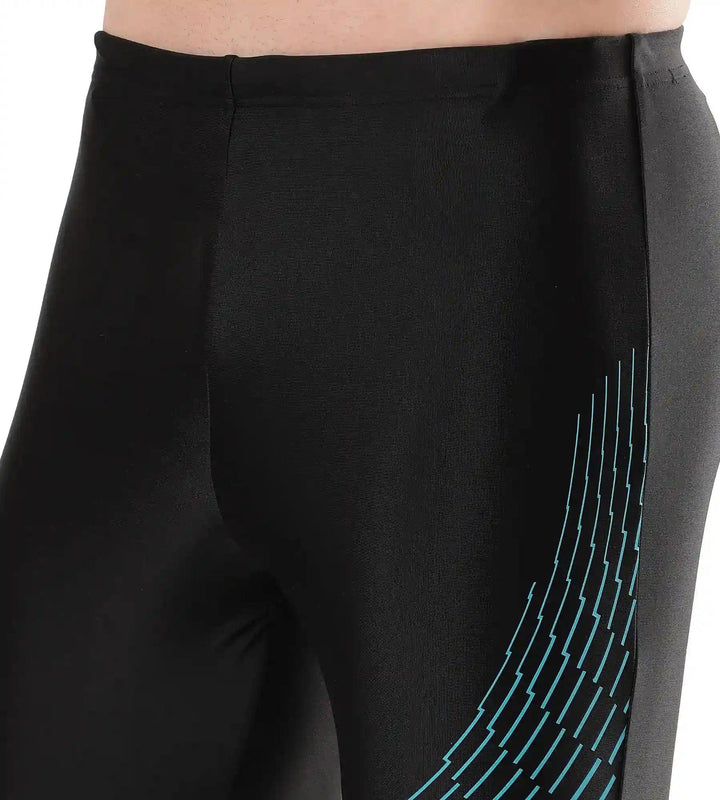 Men's Endurance Medley Logo Jammer - Black & Aquarium_6