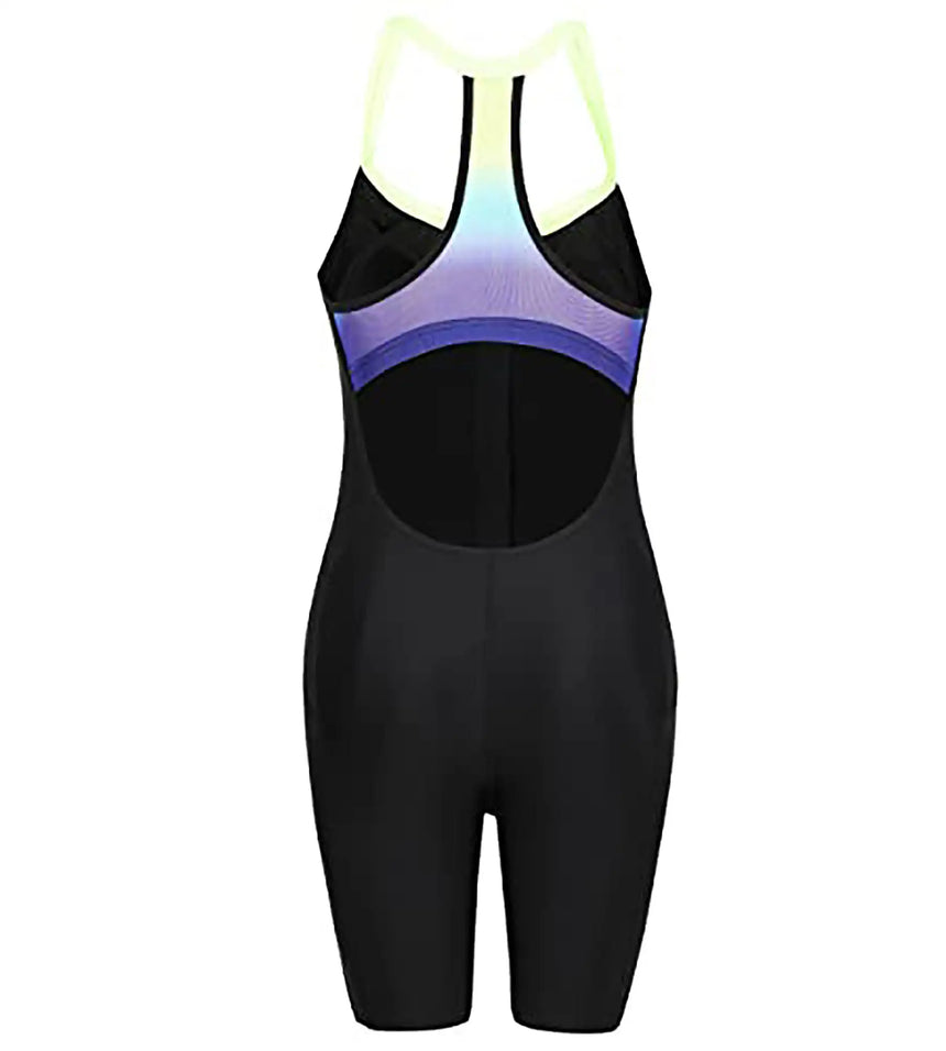Women's Hydrosense Kneesuit Swimwear  - Black  &  Bright Zest_3
