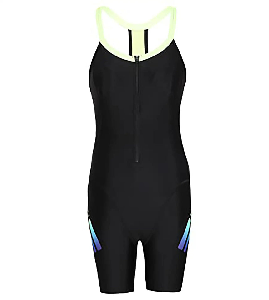 Women's Hydrosense Kneesuit Swimwear  - Black  &  Bright Zest_4