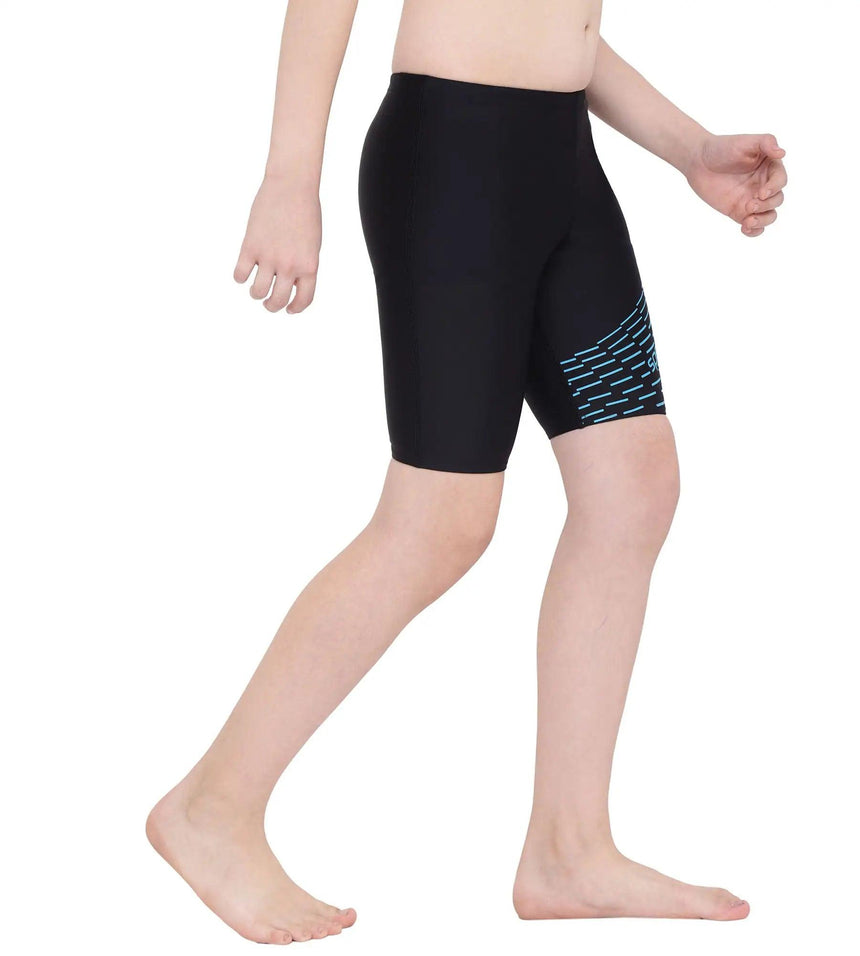 Boy's Endurance Medley Logo Jammer - Black  &  Aquarium_3