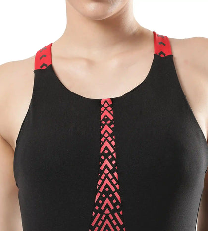Women's Endurance Hydropro One Piece Swimwear - Black  &  Fed Red
