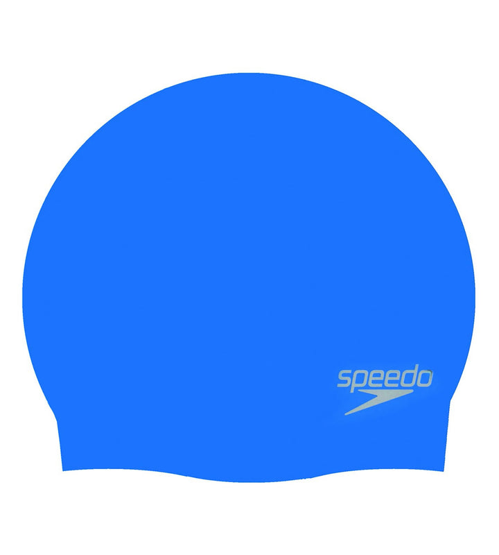 Unisex Adult Moulded Silicone Swim Cap - Blue_1