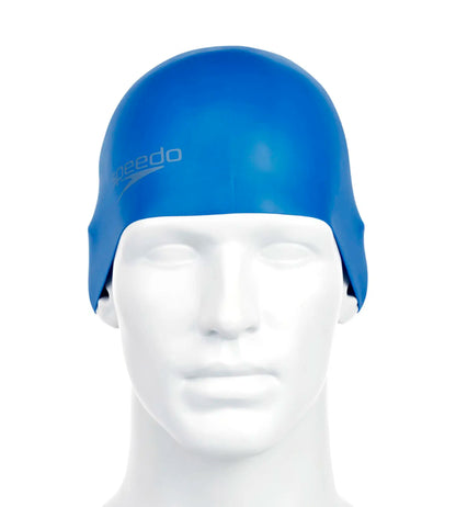 Unisex Adult Moulded Silicone Swim Cap - Blue_2