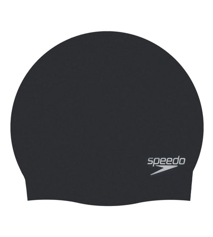 Unisex Adult Moulded Silicone Swim Cap - Black_1