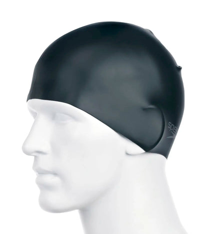 Unisex Adult Moulded Silicone Swim Cap - Black_3