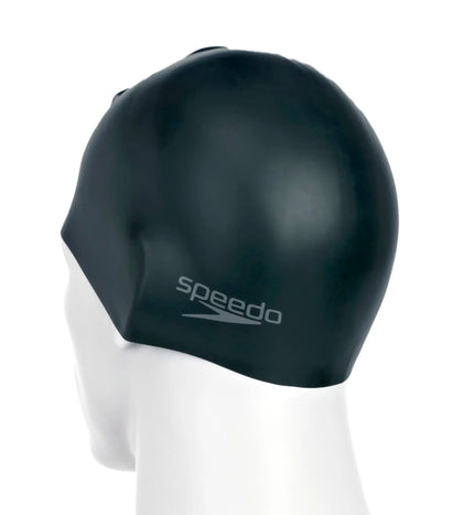 Unisex Adult Moulded Silicone Swim Cap - Black_4