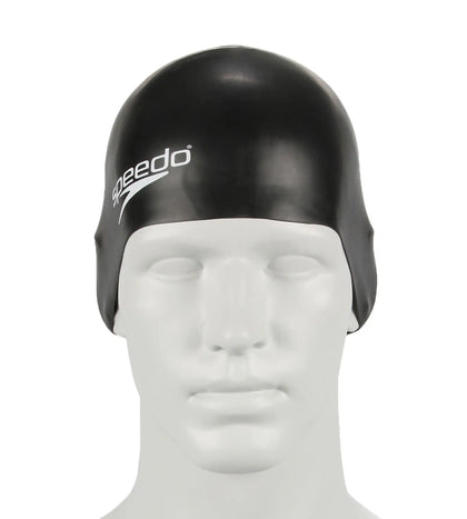 Unisex Junior Moulded Silicone Swim Caps - Black_3