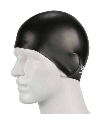 Unisex Junior Moulded Silicone Swim Caps - Black_4