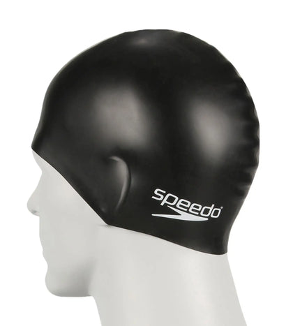 Unisex Junior Moulded Silicone Swim Caps - Black_5