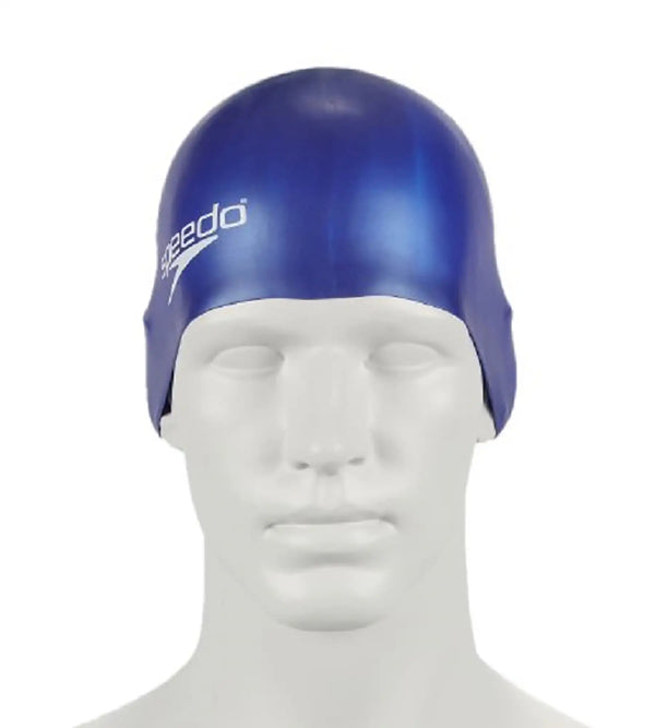 Unisex Junior Moulded Silicone Swim Caps - Blue_3
