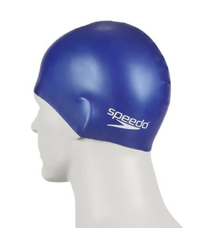 Unisex Junior Moulded Silicone Swim Caps - Blue_4