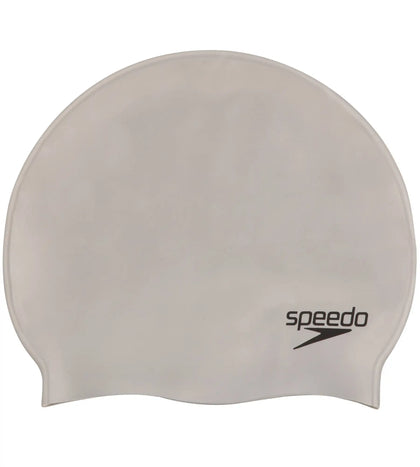 Unisex Adult Flat Silicone Swim Cap - Silver_1