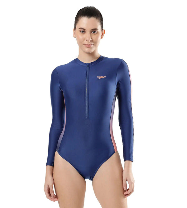 Buy Speedo Female Long Sleeve Closed Back Ammonite-Soft Coral-Miami Lilac  Swimwear Online