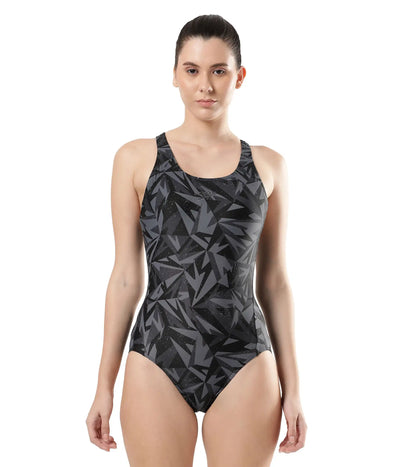 Women's Endurance Hyperboom Allover Racerback One Piece Swimwear - Black & Oxid Grey