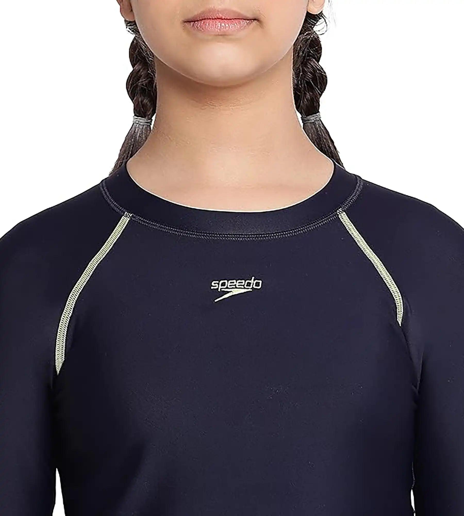 Girl's Endurance Solid Long Sleeve Suntop - True Navy  &  Spritz_6