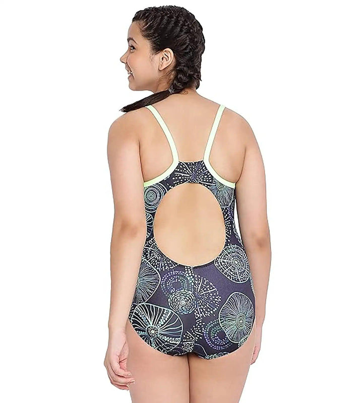 Girl's Endurance Allover Digital Muscleback Swimwear - True Navy & Aquarium_4