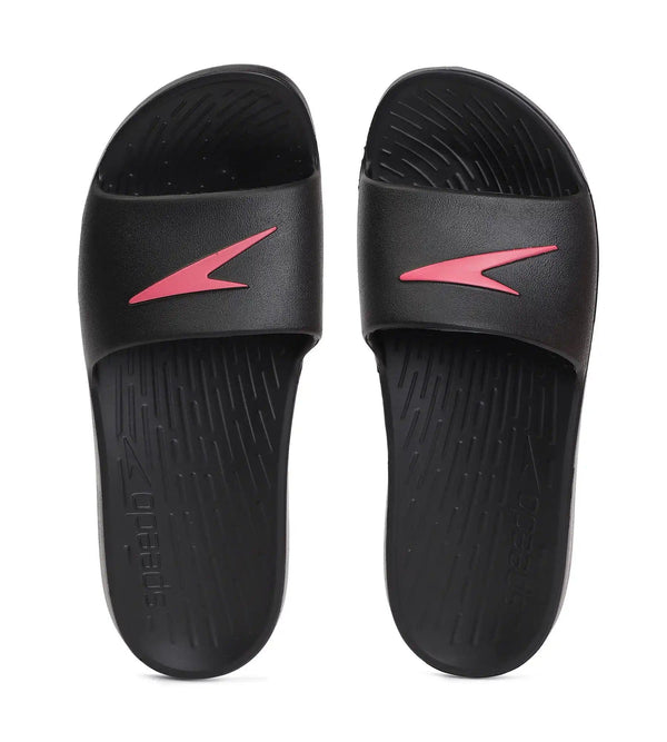 Women's Single Colour Slides - Black & Raspberry Fill_1