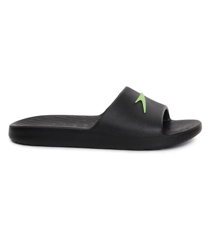 Unisex Junior's Single Colour Slides - Black & Atomic Lime_2