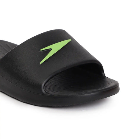 Unisex Junior's Single Colour Slides - Black & Atomic Lime_5