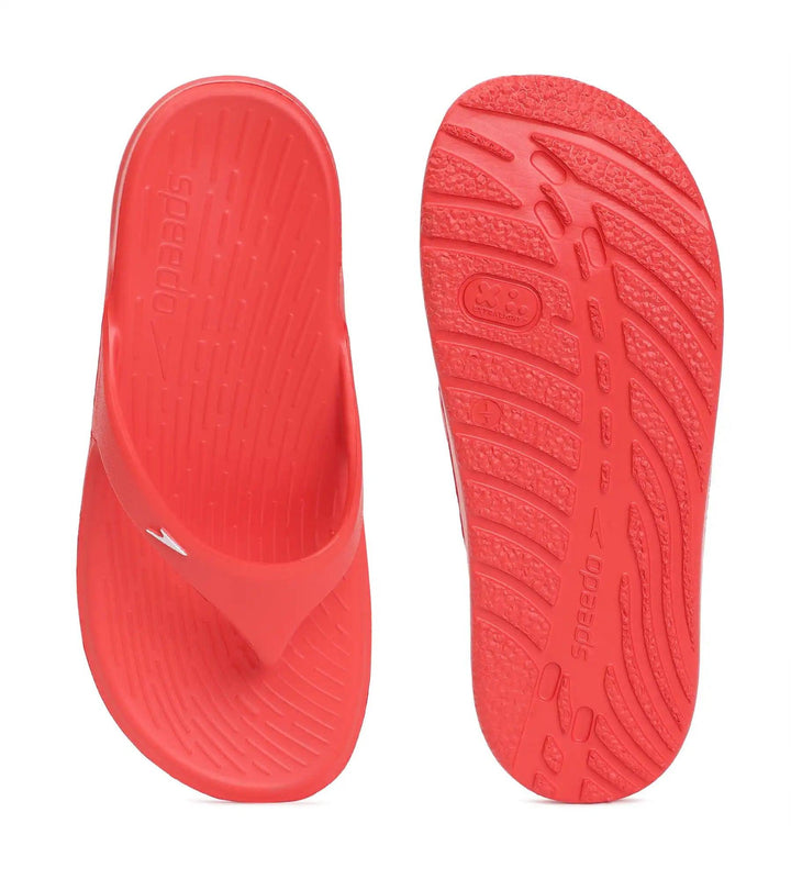 Unisex Junior's Single Colour Flip Flops - Fed Red & White_7