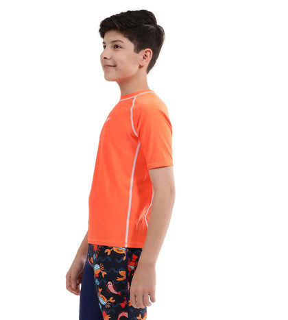 Boy's Short Sleeve Suntop - Boost Orange  &  White_2