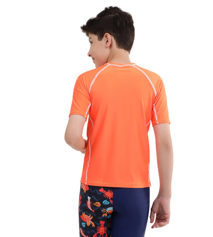 Boy's Short Sleeve Suntop - Boost Orange  &  White_4