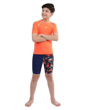 Boy's Short Sleeve Suntop - Boost Orange  &  White_5