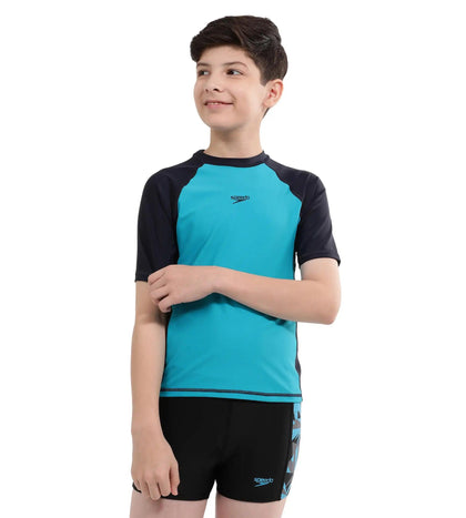 Boy's Endurance Short Sleeve Suntop - Aquarium  &  True Navy_1