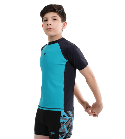 Boy's Endurance Short Sleeve Suntop - Aquarium  &  True Navy_2