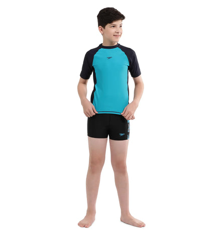 Boy's Endurance Short Sleeve Suntop - Aquarium  &  True Navy_5