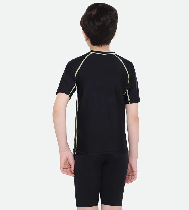 Boy's Endurance Short Sleeve Suntop - Black  &  Spritz_4