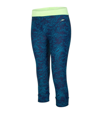 Women's Boom Splice Printed Swim Capri   - Navy  &  Nordic Teal_1