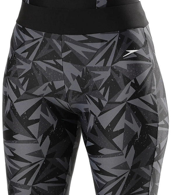 Women's Printed Contrast Swim Capri   - Black  &  Oxid Grey_6